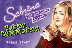Sabrina The Teenage Witch: Potion Commotion title screen for GameBoy Advance